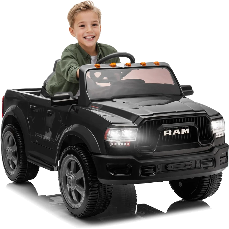 BTMWAY Dodge RAM 2500 Kids Electric Ride on Truck Car with Remote Control, Realistic Headlights, Horn, Engine Sounds,Bluetooth Music,Rear Space,Cup Holder...