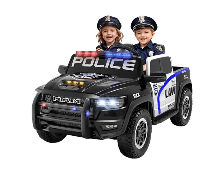 24V Police Ride-On RAM 1500 2-Seater Electric Car for Kids