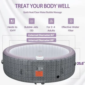 PVC Inflatable Round Hot Tub for 4-6 People