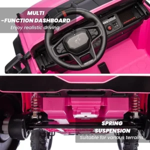 24v Ride On Toy for Big Kids,2-4.3 Mph,Ford Bronco Raptor Licensed Electric 2 Seater Ride On Car with Remote Control,Off-Road Wheels,Bluetooth Music Player,Spring Suspension,Safety Belts,Pink