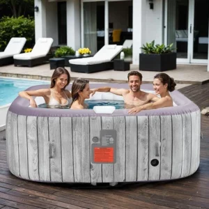 73" Inflatable Hot Tub,4-6 Person,Portable Outdoor Spa with 130 Soothing Bubble Jets,Control Panel,Insulated Cover and 6 Replaceable Filters,Smart Heating,110-120V Input (Square)