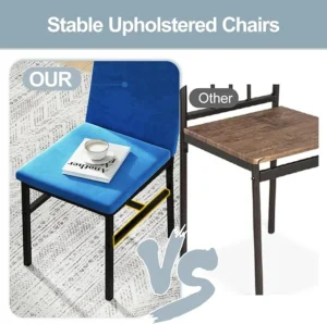 Dining Table Set for 4, 47.2" Modern Faux Marble Table, 2 Upholstered Velvet Chairs with Reinforced Structure, 1 Bench with Storage Metal Net, for Small Kitchen, Apartment Room(Blue)