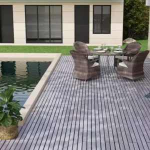 1 ft. x 1 ft. Square Interlocking Acacia Wood Patio Deck Tiles Outdoor Striped Pattern Flooring Tiles Pack of 10 Tiles