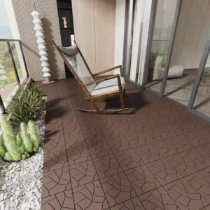 Red Brown Stone Style DIY 1 ft. x 1 ft. All-Weather Plastic Outdoor Interlocking Deck Tiles, Garage Floor Tiles(44-Pack)