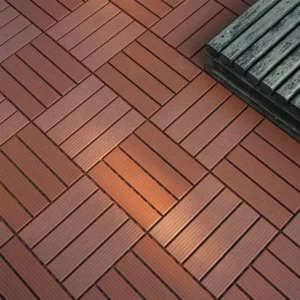 Dark Brown 1 ft. x 1 ft. All-Weather Plastic Outdoor Interlocking Deck Tiles Striped Pattern Garage Floor Tiles(44-Pack)