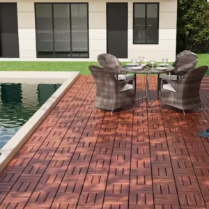 1 ft. x 1 ft. Square Interlocking Acacia Wood Quick Patio Deck Tile Outdoor Checker Pattern Flooring Tile (30 Per Box)