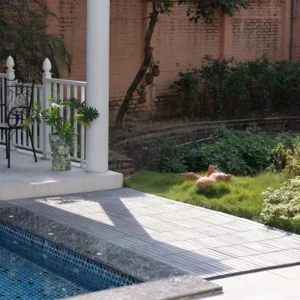 1 ft. x 1 ft. Square Interlocking Acacia Wood Patio Deck Tiles Outdoor Striped Pattern Flooring Tiles Pack of 10 Tiles