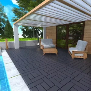 Dark Gray DIY 1 ft. x 1 ft. All-Weather Plastic Outdoor Interlocking Deck Tiles, Garage Floor Tiles(44-Pack)