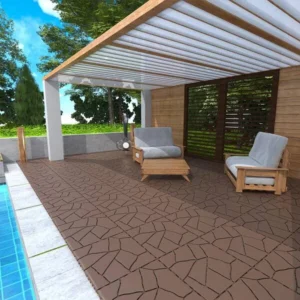 Red Brown Stone Style DIY 1 ft. x 1 ft. All-Weather Plastic Outdoor Interlocking Deck Tiles, Garage Floor Tiles(44-Pack)