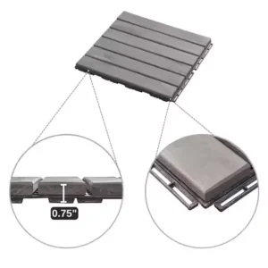 1 ft. x 1 ft. Square Interlocking Acacia Wood Patio Deck Tiles Outdoor Striped Pattern Flooring Tiles Pack of 10 Tiles