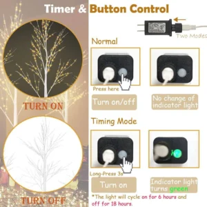 6/5/4 ft. Indoor/Outdoor Pre-Lit Artificial Christmas Tree Birch Tree with LED Lights (1 Set Contains 3 Sizes)