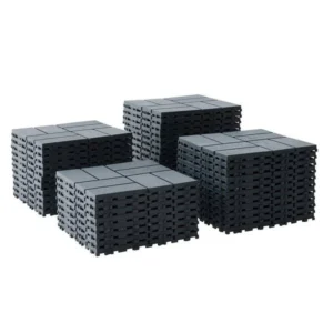 Dark Gray 1 ft. x 1 ft. All-Weather Plastic Outdoor Interlocking Deck Tiles Checker Pattern Garage Floor Tiles(44-Pack)