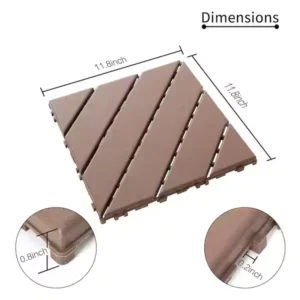 Dark Brown 1 ft. x 1 ft. All-Weather Plastic Outdoor Interlocking Deck Tiles, Garage Floor Tiles(44-Pack)