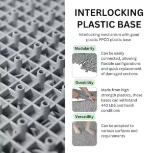 Gray 1 ft. x 1 ft. Square All-Weather Plastic Waterproof Outdoor Interlocking Deck Tiles Pebble Stone Pattern(60-Pack)