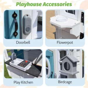 Kids Playhouse Outdoor,Cedar Wooden Play House for Kids Ages 3-8,with Dutch Door, Play Kitchen