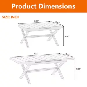 Black 7-Piece Plastic American Style Outdoor Dining Table Set with Extendable Table and 6 Chairs