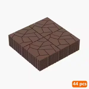 Red Brown Stone Style DIY 1 ft. x 1 ft. All-Weather Plastic Outdoor Interlocking Deck Tiles, Garage Floor Tiles(44-Pack)