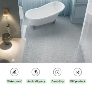 Gray 1 ft. x 1 ft. Square All-Weather Plastic Waterproof Outdoor Interlocking Deck Tiles Pebble Stone Pattern(60-Pack)