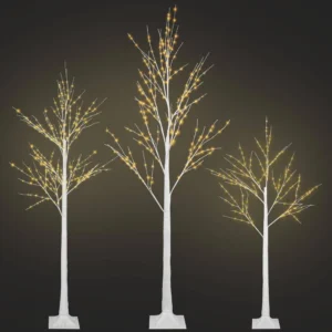 6/5/4 ft. Indoor/Outdoor Pre-Lit Artificial Christmas Tree Birch Tree with LED Lights (1 Set Contains 3 Sizes)