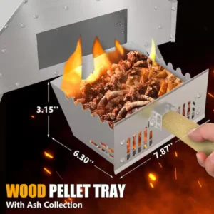 12 in. Wood Burning Fired Pellet Outdoor Pizza Oven with Stainless Steel Pizza Maker and Pizza Stone, Adjustable Legs