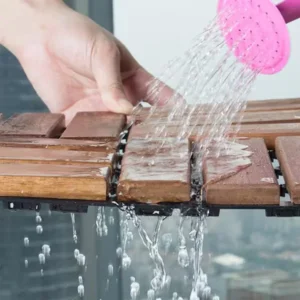 1 ft. x 1 ft. Square Interlocking Acacia Wood Quick Patio Deck Tile Outdoor Checker Pattern Flooring Tile (30 Per Box)