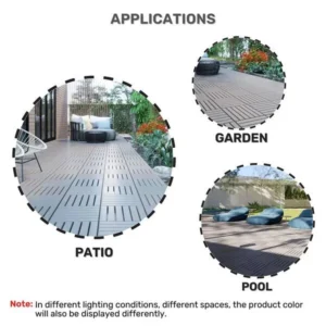 1 ft. x 1 ft. Square Interlocking Acacia Wood Patio Deck Tiles Outdoor Striped Pattern Flooring Tiles Pack of 10 Tiles