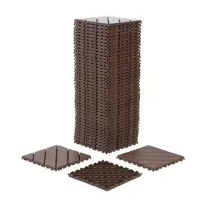 Dark Brown 1 ft. x 1 ft. All-Weather Plastic Outdoor Interlocking Deck Tiles, Garage Floor Tiles(44-Pack)