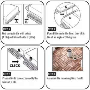 1 ft. x 1 ft. Square Interlocking Acacia Wood Quick Patio Deck Tile Outdoor Checker Pattern Flooring Tile (30 Per Box)