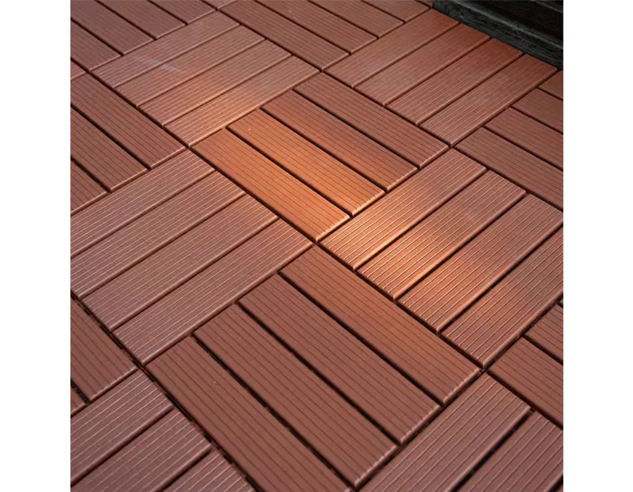 Dark Brown 1 ft. x 1 ft. All-Weather Plastic Outdoor Interlocking Deck Tiles Striped Pattern Garage Floor Tiles(44-Pack)