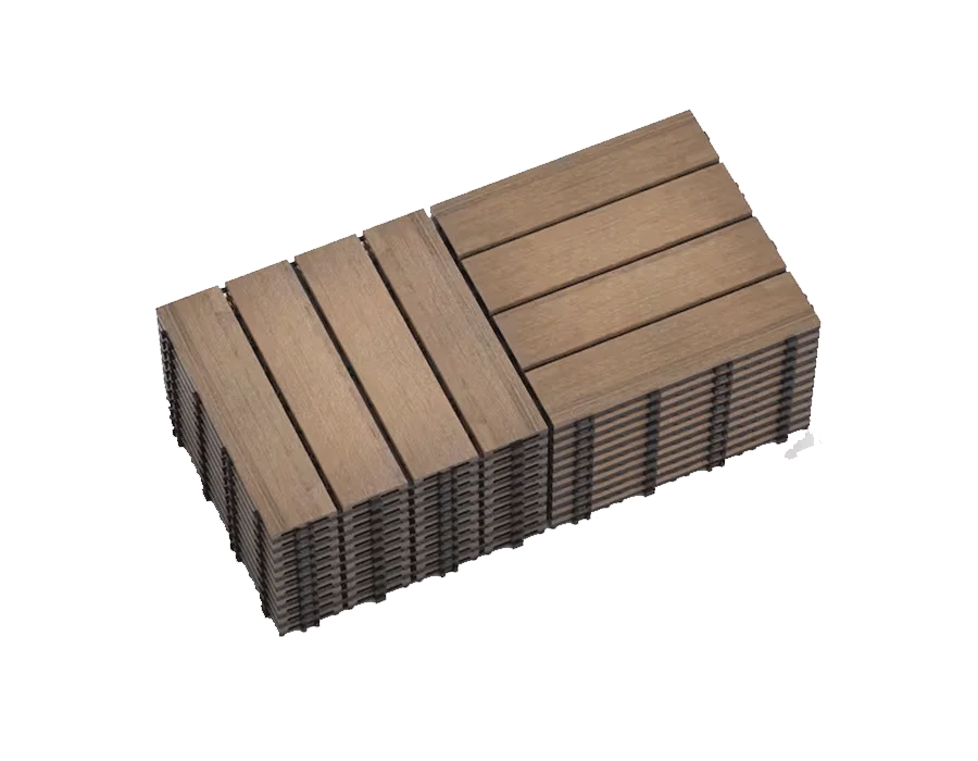 Oak Brown DIY 1 ft. x 1 ft. All-Weather Outdoor Wood-Plastic Interlocking Patio Deck Tiles Garage Floor Tiles (22-Pack)