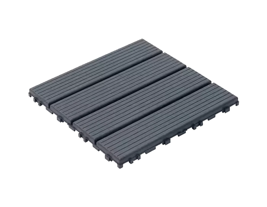 Dark Gray 1 ft. x 1 ft. All-Weather Plastic Outdoor Interlocking Deck Tiles Striped Pattern Garage Floor Tiles(44-Pack)